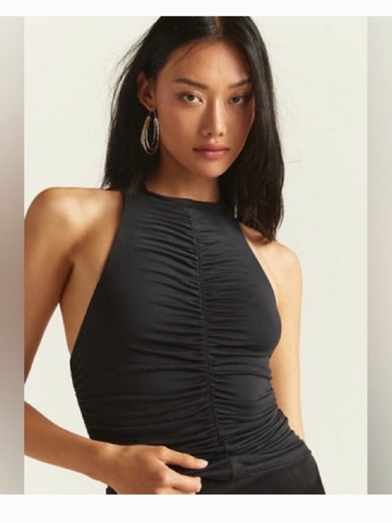 Pilcro Tops - Pilcro Black Ruched Halter Tank Top